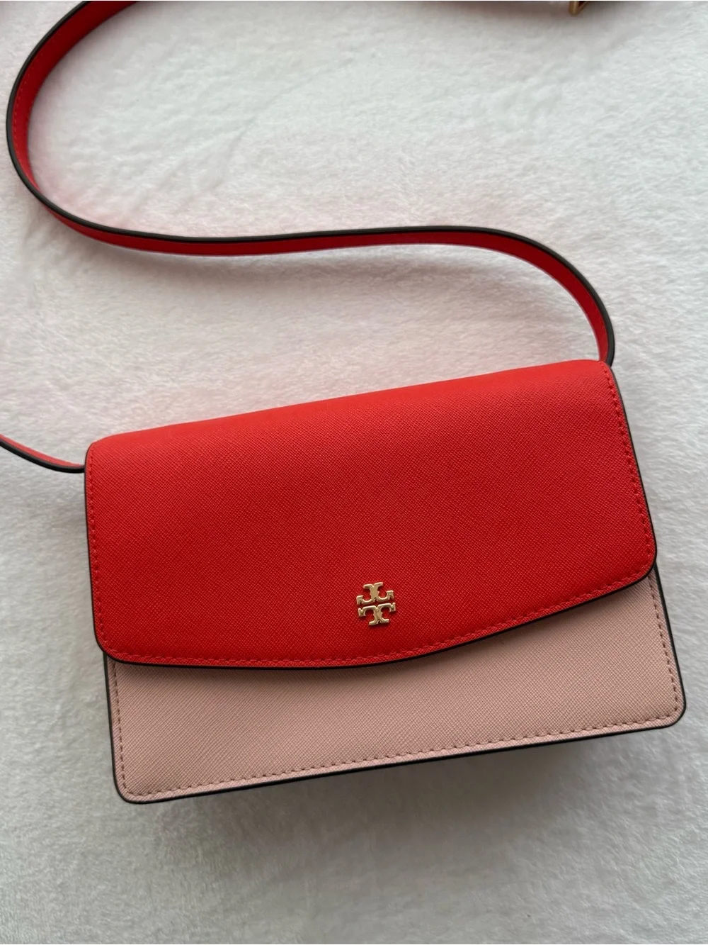 Tory Burch Emerson Color Block Mini Shoulder Bag Bright Samba / Pink Quartz